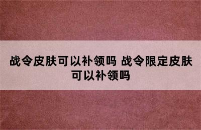 战令皮肤可以补领吗 战令限定皮肤可以补领吗